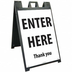 NMC - "ENTER HERE", 25" Wide x 45" High, Plastic Safety Sign - Exact Tooling