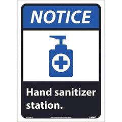 NMC - "Notice - Hand Sanitizer Station", 10" Wide x 14" High, Pressure-Sensitive Vinyl Safety Sign - Exact Tooling