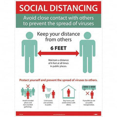 NMC - "COVID 19 - Social Distancing - Avoid Close Contact with Others to Prevent the Spread of Viruses", 18" Wide x 24" High, Paper Safety Sign - Exact Tooling