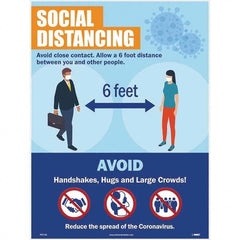 NMC - "COVID 19 - Social Distancing", 18" Wide x 24" High, Paper Safety Sign - Exact Tooling