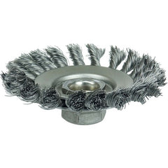 4″ Knot Wire Bevel Brush, .014″ Steel Fill, 5/8″-11 UNC Nut - Exact Tooling