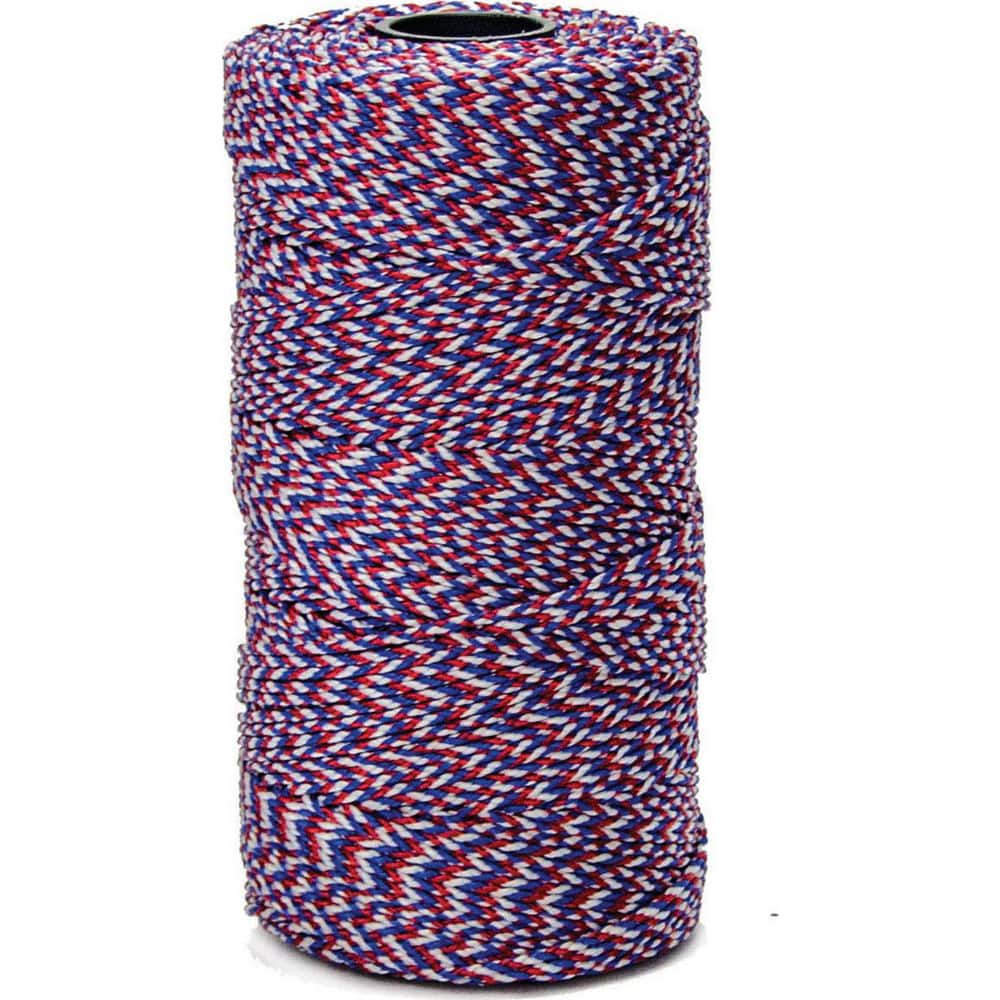 Twine; Type: Mason Line; Material: Nylon; Twine Construction: Braided;  Color: Red; White; Blue; Overall Diameter: 0.073; Breaking Strength (Lb.)
