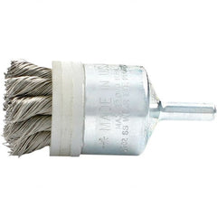 Brush Research Mfg. - 3/4" Brush Diam, Knotted, End Brush - 1/4" Diam Steel Shank, 20,000 Max RPM - Exact Tooling