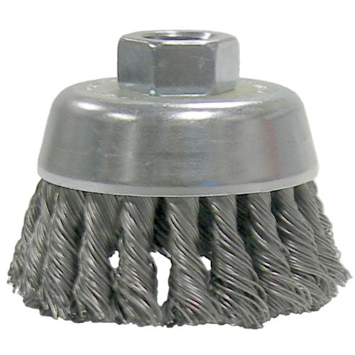 2-3/4″ Single Row Knot Wire Cup Brush, .020″ Steel Fill, M14 × 2.0 Nut - Exact Tooling