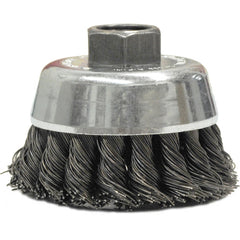 2-3/4″ Single Row Knot Wire Cup Brush, .020″ Steel Fill, 5/8″-11 UNC Nut - Exact Tooling