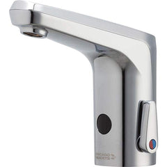 Chicago Faucets - Electronic & Sensor Faucets; Type: Sensor ; Style: User Adjustable Temperature Control Mixer ; Type of Power: Battery ; Spout Type: Standard ; Mounting Centers: Single Hole (Inch); Finish/Coating: None - Exact Tooling