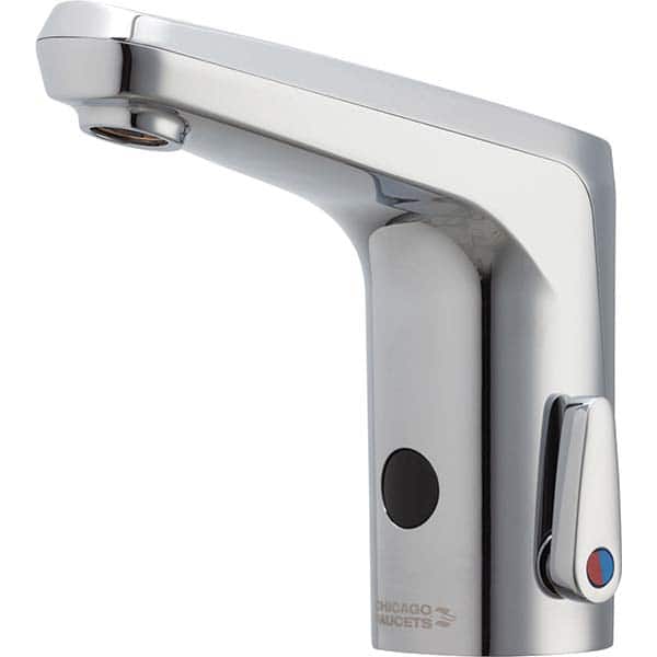 Chicago Faucets - Electronic & Sensor Faucets; Type: Sensor ; Style: User Adjustable Temperature Control Mixer ; Type of Power: Battery ; Spout Type: Standard ; Mounting Centers: Single Hole (Inch); Finish/Coating: None - Exact Tooling