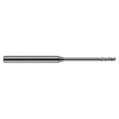 ‎0.06″ Dia. × 1/8″ Shank × 1/2″ DOC × 2-1/2″ OAL, Carbide Uncoated, Long , 3 Flute, Ballnose End Mill
