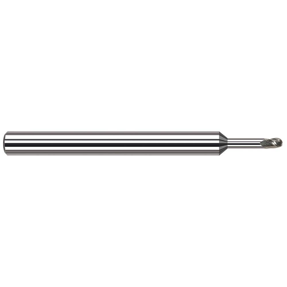 Harvey Tool - Ball End Mills; Mill Diameter (mm): 2.00 ; Mill Diameter (Decimal Inch): 0.0787 ; Number of Flutes: 3 ; Length of Cut (mm): 3.0000 ; Length of Cut (Decimal Inch): 0.1181 ; Material: Solid Carbide - Exact Tooling
