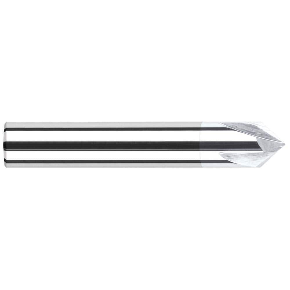 Harvey Tool - 1/8" Diam 150°/30° 2-Flute Single End Solid Carbide Chamfer Mill - Exact Tooling