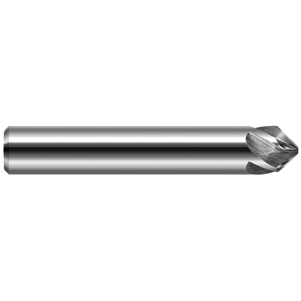 Harvey Tool - 1/4" Diam 90°/90° 5-Flute Single End Solid Carbide Chamfer Mill - Exact Tooling