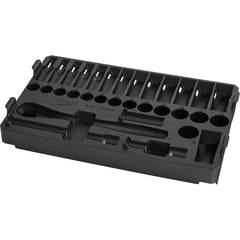 Milwaukee Tool - Socket Holders & Trays; Type: Tray ; Drive Size: 3/8 ; Holds Number of Pieces: 32 ; Color: Black ; Additional Information: Color Coded for Easy Parts Identification - Exact Tooling