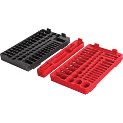 Milwaukee Tool - Socket Holders & Trays; Type: Tray ; Holds Number of Pieces: 106 ; Color: Red, Black ; Additional Information: Color Coded for Easy Parts Identification; 1/4 & 3/8" Drive Rachet & Socket Tray - Exact Tooling