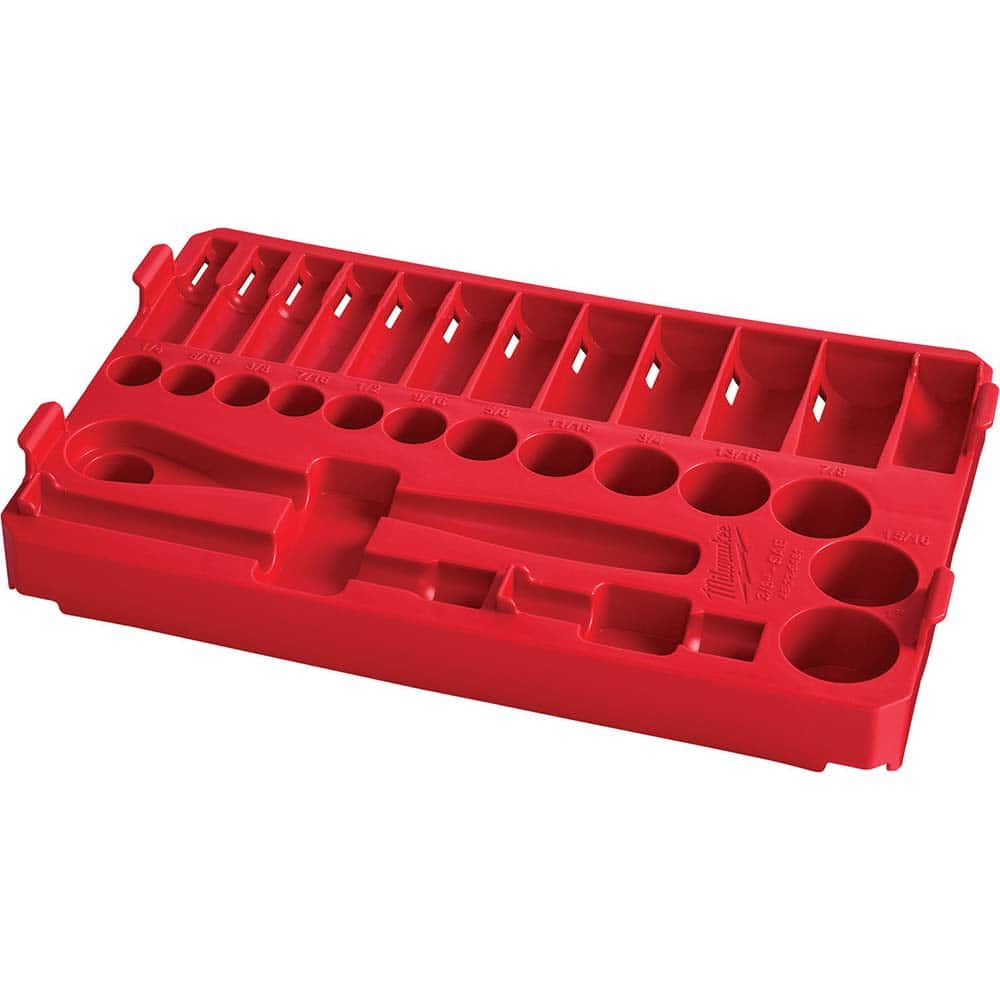 Milwaukee Tool - Socket Holders & Trays; Type: Tray ; Drive Size: 3/8 ; Holds Number of Pieces: 28 ; Additional Information: Color Coded for Easy Parts Identification - Exact Tooling