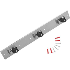 Fiat Products - Mop & Broom Wall Hooks; Type: Mop Hanger ; Number Of Holders: 3.000 ; Length (Inch): 24.0 ; Handle Diameter (Inch): 1-1/2 ; Height (Inch): 3.0 ; Finish/Coating: Stainless Steel - Exact Tooling