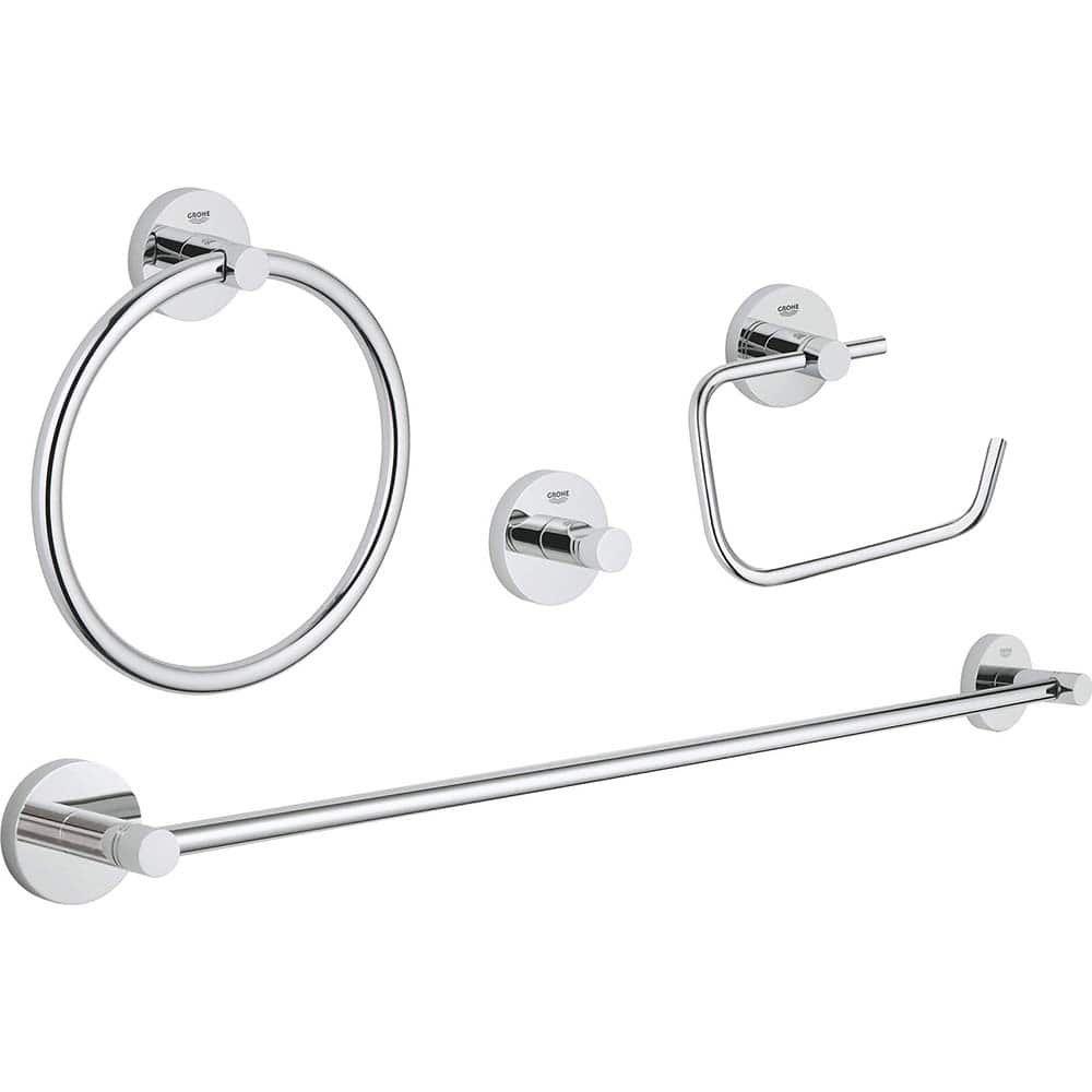 Grohe - Washroom Shelves, Soap Dishes & Towel Holders; Type: 4-in-1 Accessory Set ; Material: Metal ; Length (Inch): 26 ; Width (Inch): 7.5 ; Depth (Inch): 2.36 ; Finish/Coating: Chrome - Exact Tooling