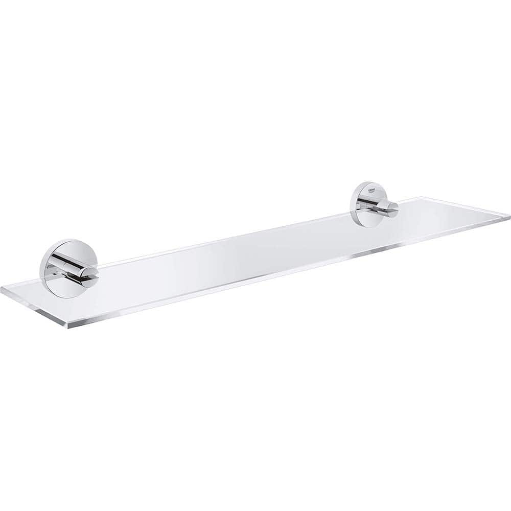 Grohe - Washroom Shelves, Soap Dishes & Towel Holders; Type: Glass Shelf ; Material: Glass/Metal ; Length (Inch): 20.75 ; Width (Inch): 14.75 ; Depth (Inch): 5.70866 ; Finish/Coating: Chrome; Clear - Exact Tooling