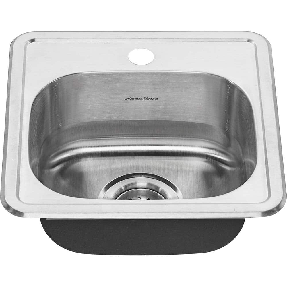 American Standard - Sinks; Type: Single Bowl Stainless Steel Kitchen Sink ; Outside Length: 15 (Inch); Outside Length: 15.000 (Decimal Inch); Outside Width: 15.000 (Decimal Inch); Outside Width: 15 (Inch); Outside Height: 6.0000 (Decimal Inch) - Exact Tooling