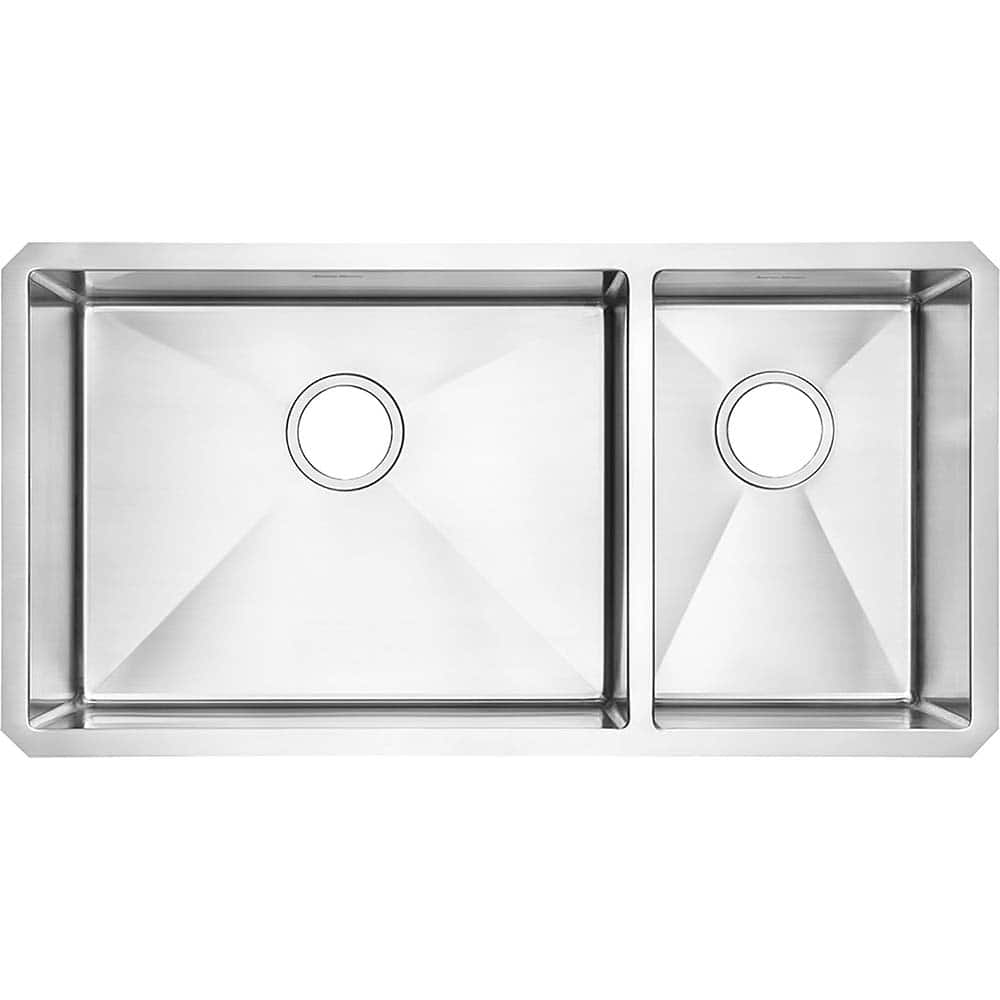 American Standard - Sinks; Type: Double Bowl Stainless Steel Kitchen Sink ; Outside Length: 18 (Inch); Outside Length: 18.000 (Decimal Inch); Outside Width: 35.000 (Decimal Inch); Outside Width: 35 (Inch); Outside Height: 9.0000 (Decimal Inch) - Exact Tooling