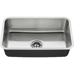 American Standard - Sinks; Type: Single Bowl Stainless Steel Kitchen Sink ; Outside Length: 18 (Inch); Outside Length: 18.000 (Decimal Inch); Outside Width: 30.000 (Decimal Inch); Outside Width: 30 (Inch); Outside Height: 9.0000 (Decimal Inch) - Exact Tooling