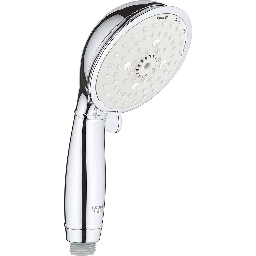 Grohe - Shower Heads & Accessories; Type: Hand Shower ; Material: Metal ; GPM: 2.50 ; Face Diameter: 4 (Inch); Finish/Coating: Polished Chrome ; Settings: Spray, Pulse, Combination Pulse-Massage - Exact Tooling