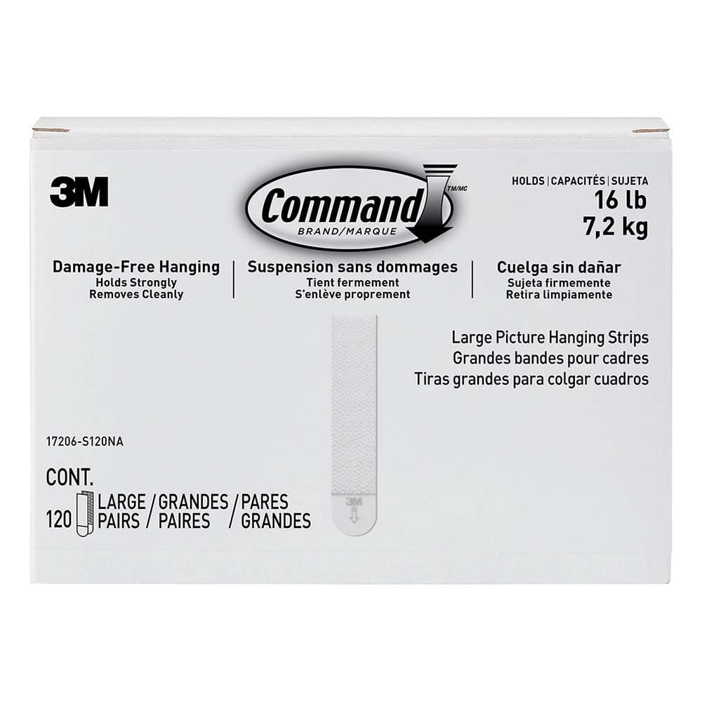 3M - All-Purpose & Utility Hooks; Type: Strips ; Overall Length (Inch): 3-21/32 ; Color: White ; Overall Width: 0.75 ; Width (Inch): 0.75 - Exact Tooling