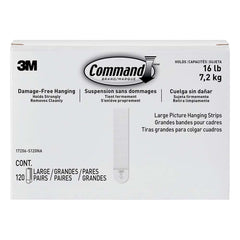 3M - All-Purpose & Utility Hooks; Type: Strips ; Overall Length (Inch): 3-21/32 ; Color: White ; Overall Width: 0.75 ; Width (Inch): 0.75 - Exact Tooling