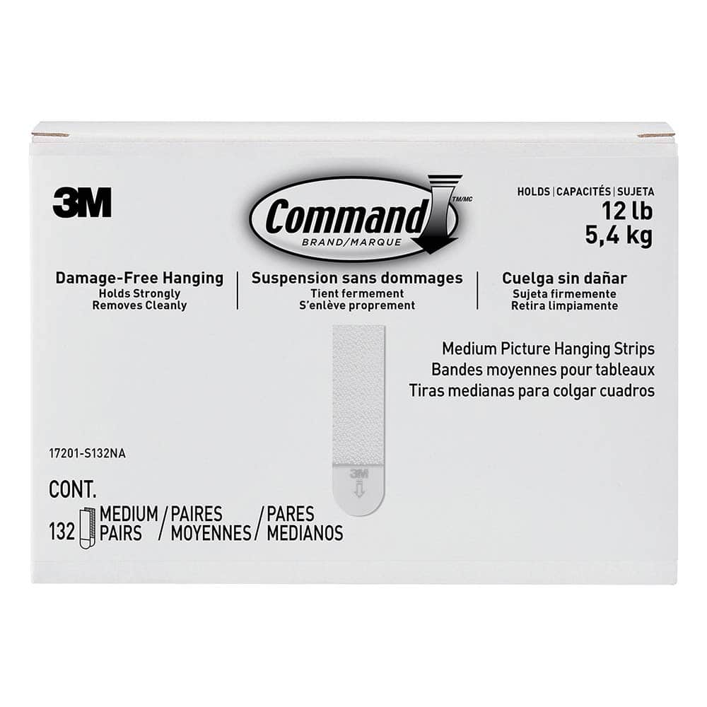 3M - All-Purpose & Utility Hooks; Type: Strips ; Color: White - Exact Tooling