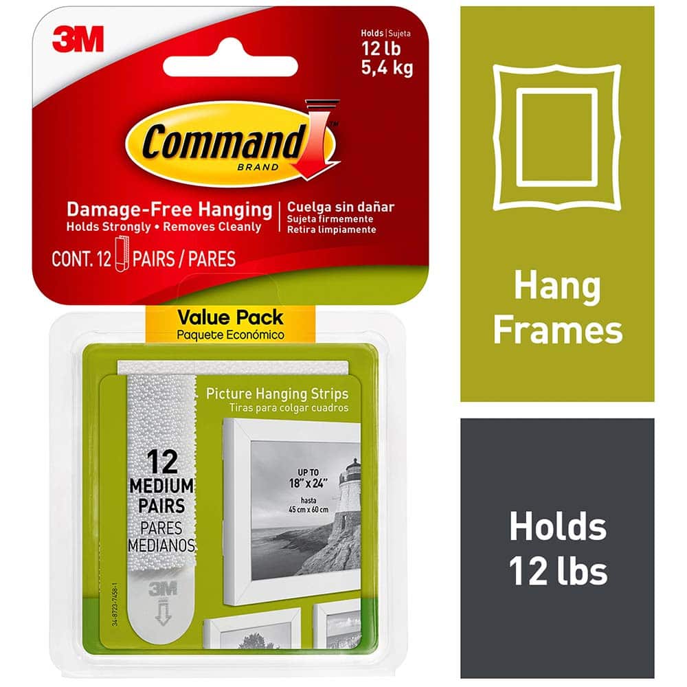 3M - All-Purpose & Utility Hooks; Type: Strips ; Color: White - Exact Tooling