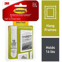 3M - All-Purpose & Utility Hooks; Type: Strips ; Overall Length (Inch): 3-21/32 ; Color: White ; Overall Width: 0.75 ; Width (Inch): 0.75 - Exact Tooling