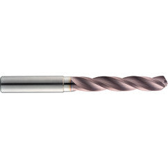 11.2 mm Dia. × 12 mm Shank × 71 mm Flute Length × 118 mm OAL, 5xD, 124°, TM, 3 Flute, Coolant Thru, Round Solid Carbide Drill - Exact Tooling