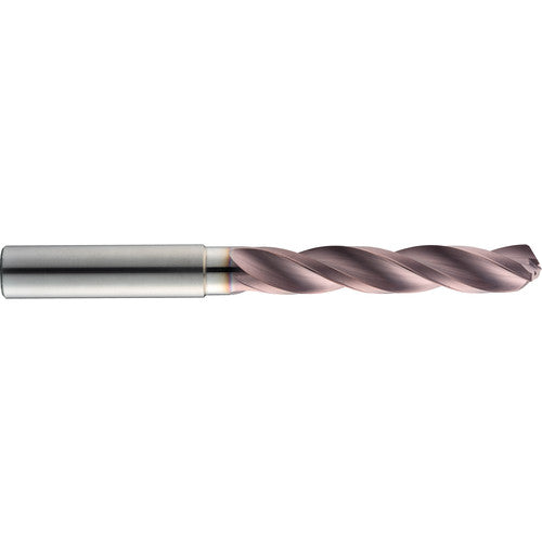 8.5 mm Dia. × 10 mm Shank × 61 mm Flute Length × 103 mm OAL, 5xD, 145°, TM, 3 Flute, Coolant Thru, Round Solid Carbide Drill - Exact Tooling