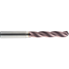13.8 mm Dia. × 14 mm Shank × 77 mm Flute Length × 124 mm OAL, 5xD, 124°, TM, 3 Flute, Coolant Thru, Round Solid Carbide Drill - Exact Tooling