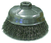 5" Diameter - 5/8-11" Arbor Hole - Crimped Steel Wire Cup Wheel - Exact Tooling