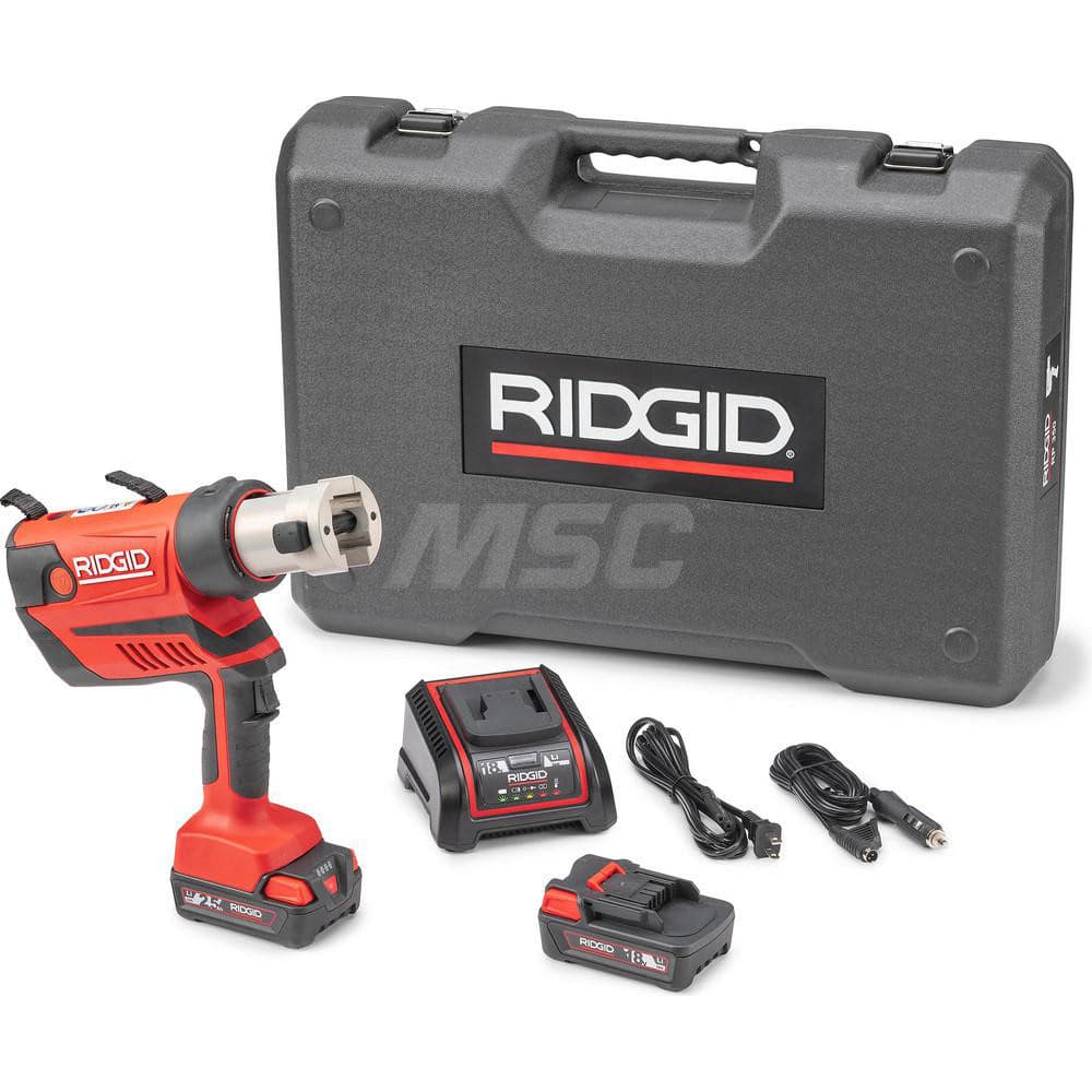 Ridgid - Benders, Crimpers & Pressers; Type: Presser ; Maximum Pipe Capacity (Inch): 4 ; Minimum Pipe Capacity: 1/2 (Inch); Overall Length (Inch): 11 ; Includes: RP 350 Press Tool; (2) 18V 2.5Ah Lion Batteries; 18V Charger; Carrying Case ; For Use With: - Exact Tooling