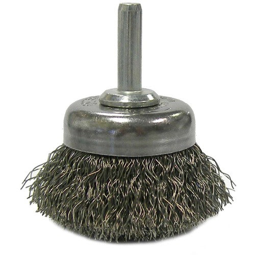 1 3/4″ Crimped Wire Utility Cup Brush, .006″ Steel Fill, 1/4″ Stem - Exact Tooling