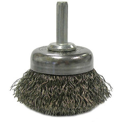 1 3/4″ Crimped Wire Utility Cup Brush, .006″ Steel Fill, 1/4″ Stem - Exact Tooling