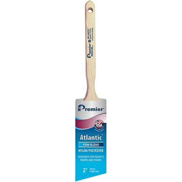 Premier Paint Roller - 2" Tapered Nylon/Polyester Angular Brush - 2-11/16" Bristle Length, 7-1/4" Wood Sash Handle - Exact Tooling