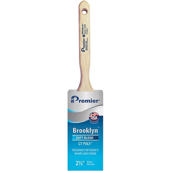 Premier Paint Roller - 2-1/2" Tapered Polyester Sash Brush - 2-15/16" Bristle Length, 7-1/2" Wood Sash Handle - Exact Tooling