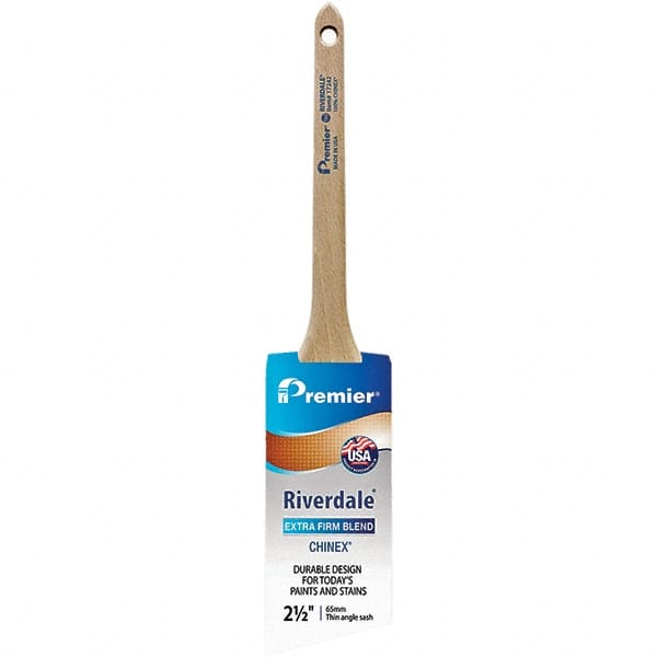 Premier Paint Roller - 2-1/2" Tapered Nylon Trim Brush - 2-11/16" Bristle Length, 8" Wood Sash Handle - Exact Tooling