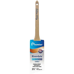 Premier Paint Roller - 2-1/2" Tapered Nylon Trim Brush - 2-11/16" Bristle Length, 8" Wood Sash Handle - Exact Tooling