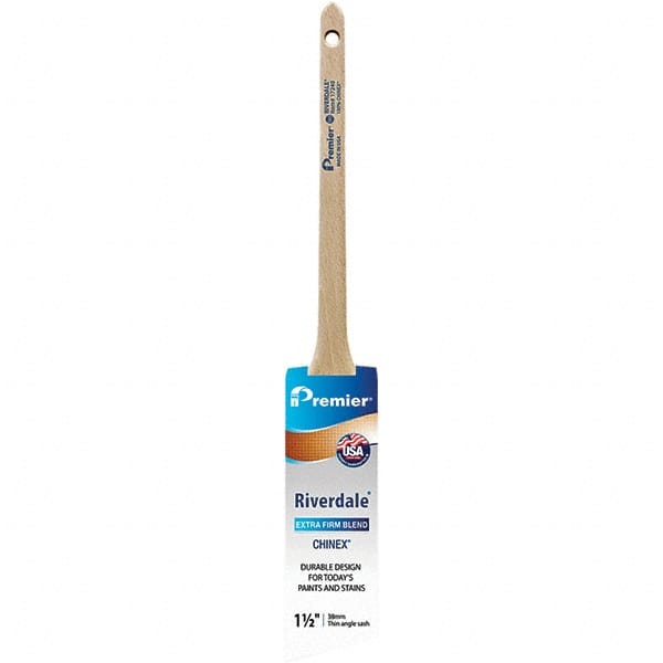 Premier Paint Roller - 1-1/2" Tapered Nylon Trim Brush - 2-3/16" Bristle Length, 7" Wood Sash Handle - Exact Tooling