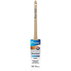 Premier Paint Roller - 1-1/2" Tapered Nylon Trim Brush - 2-3/16" Bristle Length, 7" Wood Sash Handle - Exact Tooling