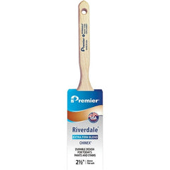 Premier Paint Roller - 2-1/2" Tapered Nylon Sash Brush - 2-15/16" Bristle Length, 7-1/2" Wood Sash Handle - Exact Tooling