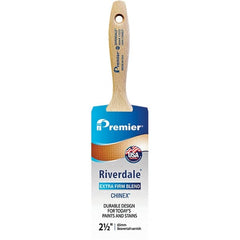 Premier Paint Roller - 2-1/2" Tapered Nylon Varnish Brush - 2-15/16" Bristle Length, 5-1/2" Wood Beavertail Handle - Exact Tooling