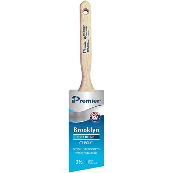Premier Paint Roller - 2-1/2" Tapered Polyester Angular Brush - 2-15/16" Bristle Length, 7-1/2" Wood Sash Handle - Exact Tooling