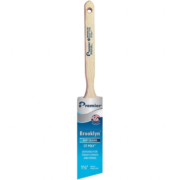 Premier Paint Roller - 1-1/2" Tapered Polyester Angular Brush - 2-3/16" Bristle Length, 7" Wood Sash Handle - Exact Tooling