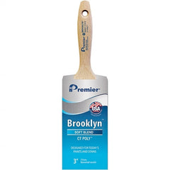 Premier Paint Roller - 3" Tapered Polyester Varnish Brush - 3-3/16" Bristle Length, 5-3/4" Wood Beavertail Handle - Exact Tooling
