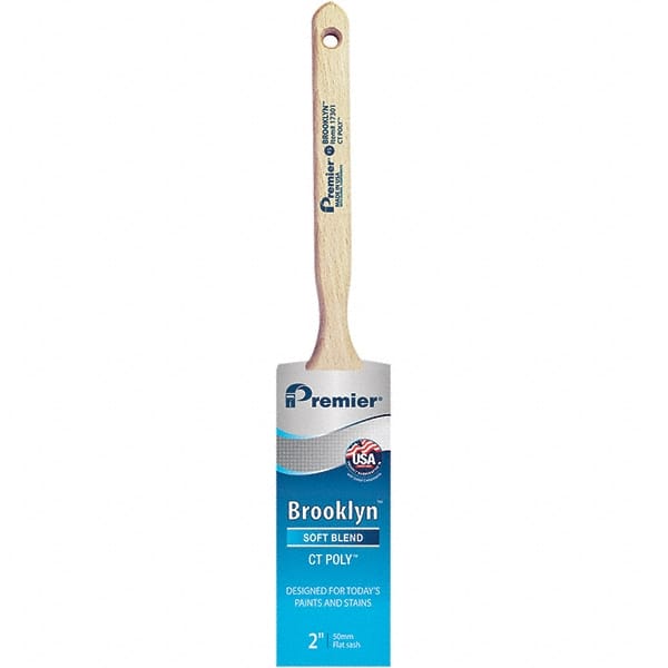 Premier Paint Roller - 2" Tapered Polyester Sash Brush - 2-11/16" Bristle Length, 7" Wood Sash Handle - Exact Tooling