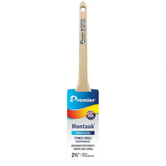 Premier Paint Roller - 2-1/2" Tapered Nylon/Polyester Trim Brush - 2-11/16" Bristle Length, 8" Wood Sash Handle - Exact Tooling